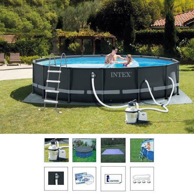 Piscina Intex 19156 Litros Ultra Frame Capa Forro Escada Bomba